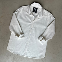 Camisa Cuello Inglés Lisa Blanca de Lino