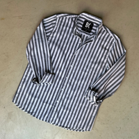 Camisa Cuello Mao a Rayas Negra