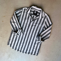 Camisa Cuello Inglés a Rayas Gruesas Negra