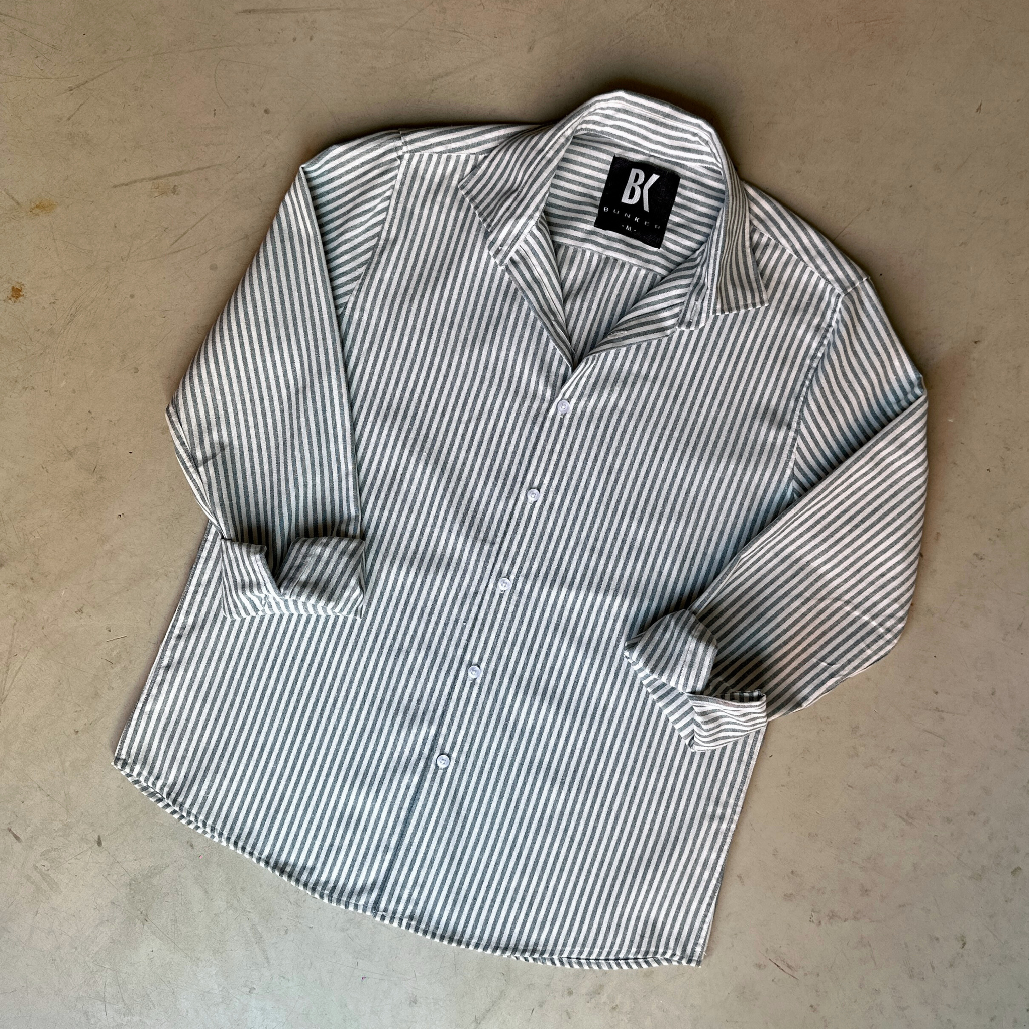Camisa Cuello Inglés a Rayas Azul