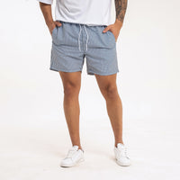 Short de baño a rayas azul acero