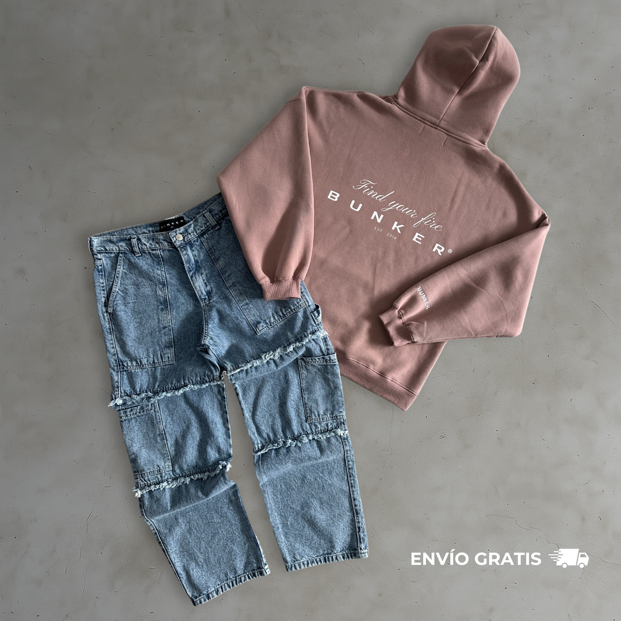 Combo Hoodie Rosa Viejo