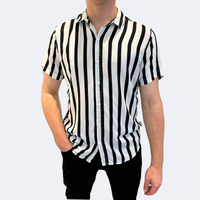 Camisa Viscosa a Rayas Blanco y Negro