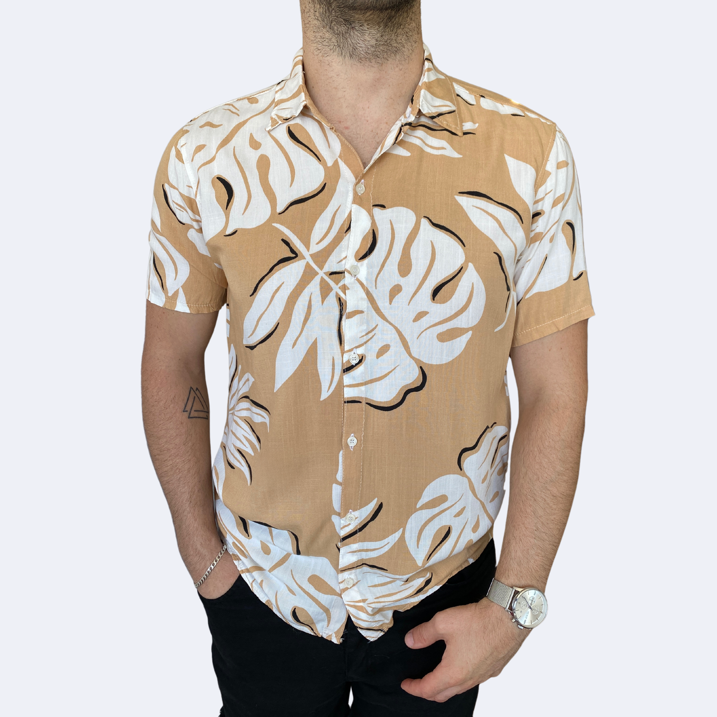 Camisa Floreada Beige