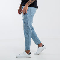 Jean Slouchy Celeste con roturas