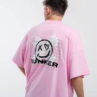 Remera Estampada Oversize Rosa y negro