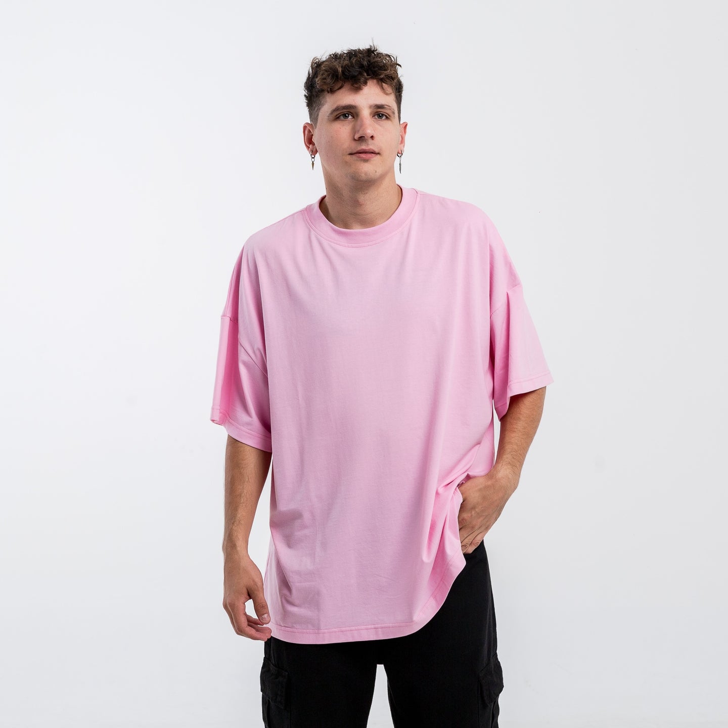 Remera Estampada Oversize Rosa y blanco