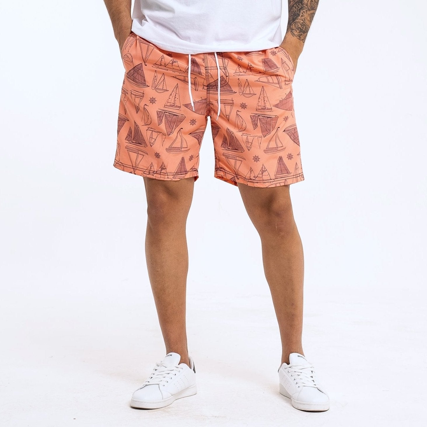 Short de baño Coral con Barcos