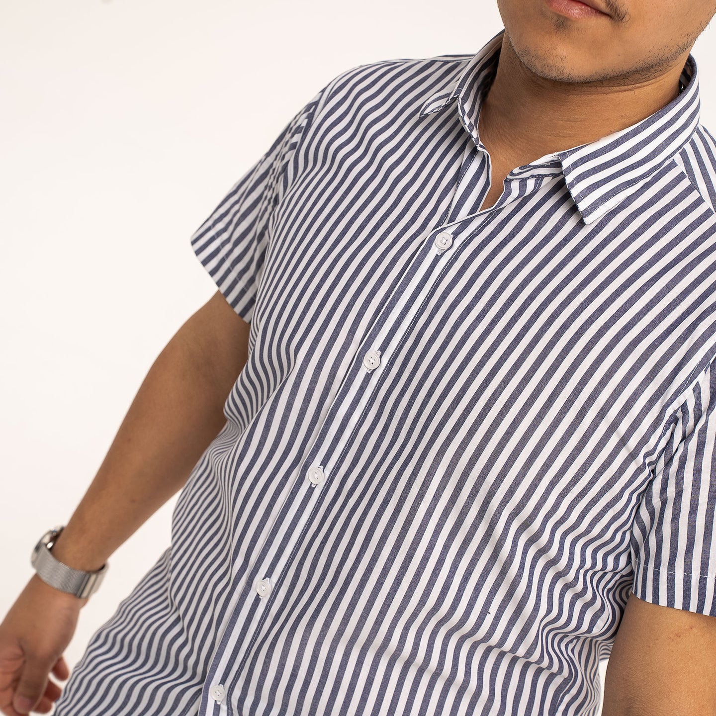 Camisa Manga corta a rayas azul