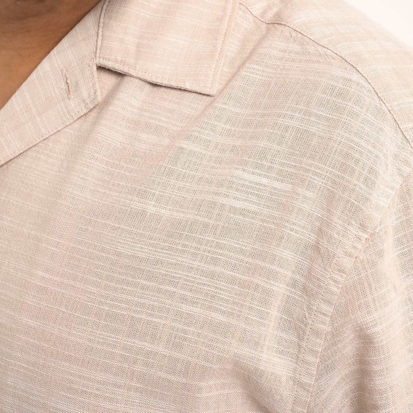 Camisa de lino Beige manga corta